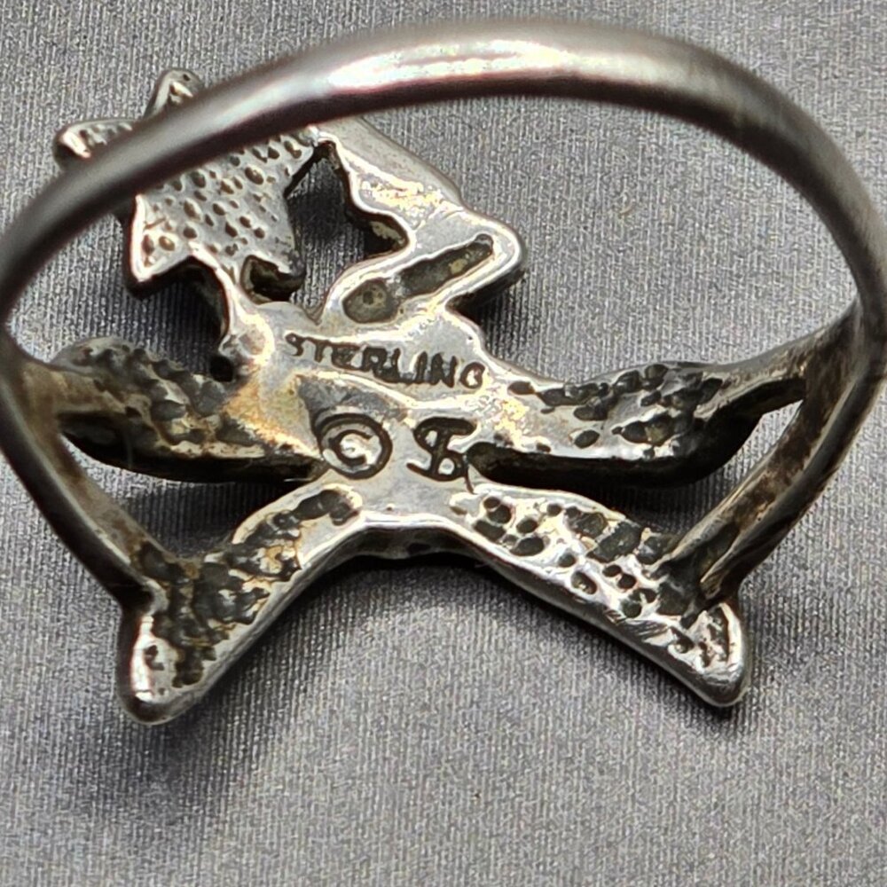 VTG Shube Sterling Silver Fairy Ring Size 8 Glass Star Art Nouveau Style - Picture 6 of 8
